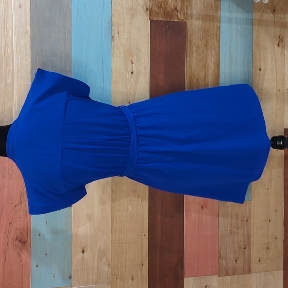 SMALL royal blue lined dress with belt - Picture 4 of 6
